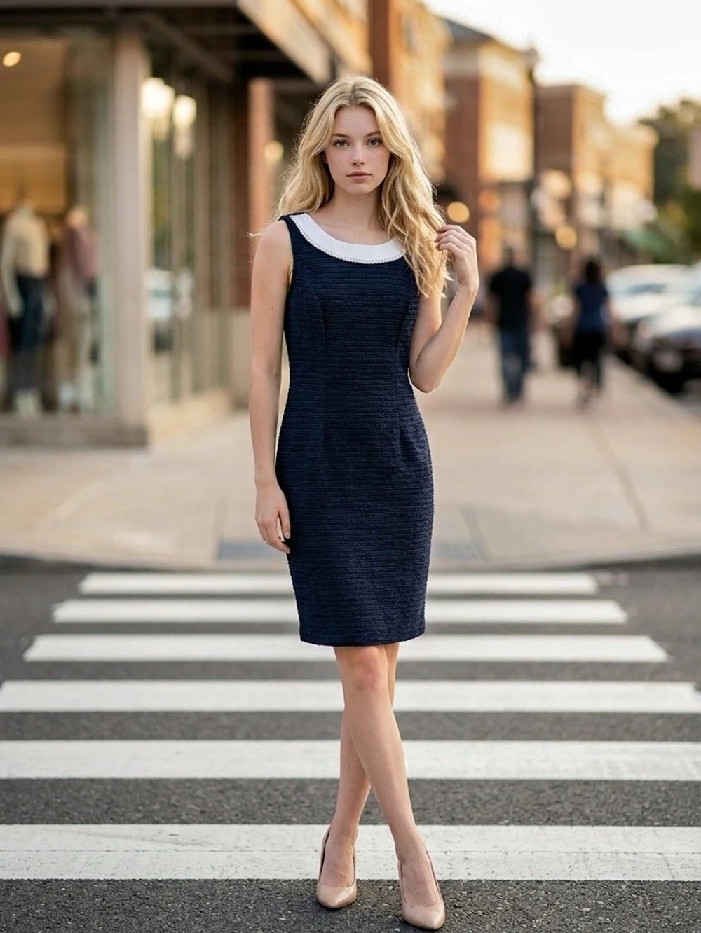 Navy Sleeveless Midi Dress - New